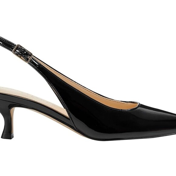 New In Box Marc Fisher Slingback Black Patent Leather Kitten Heels in Black 8 - Picture 4 of 7
